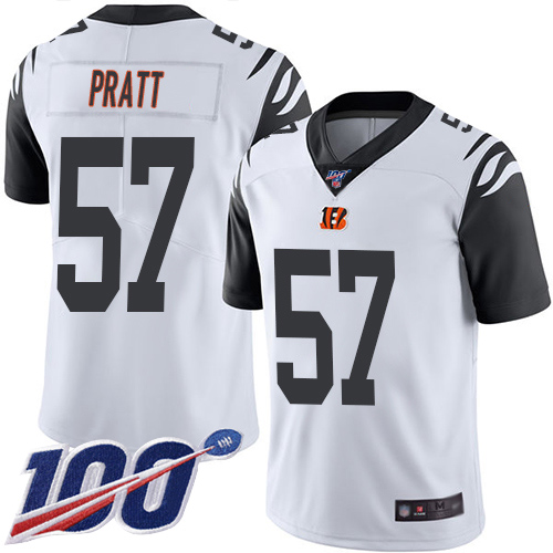 Cincinnati Bengals Limited White Men Germaine Pratt Jersey NFL Footballl #57 100th Season Rush Vapor Untouchable